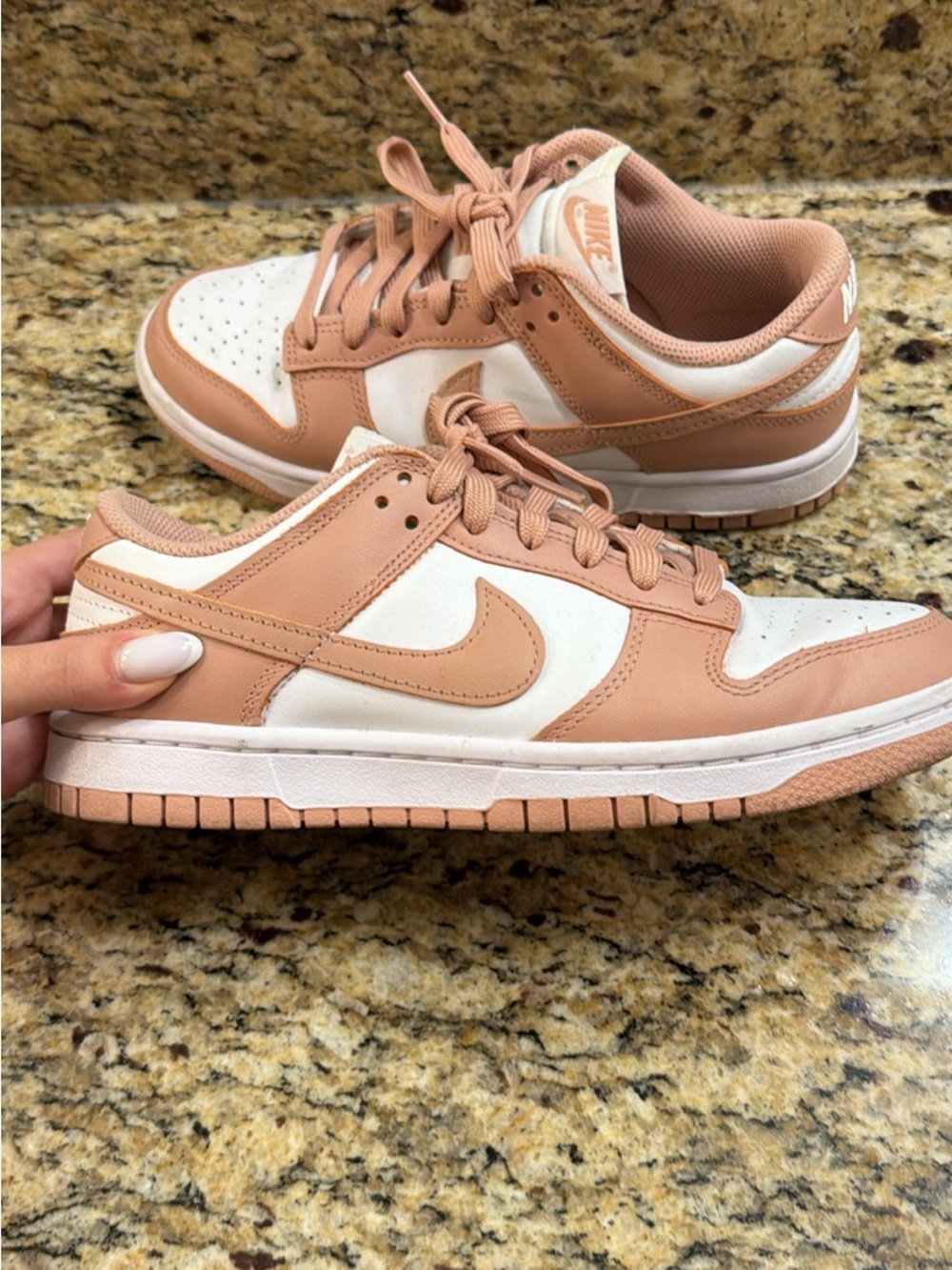 Nike Women's Low-Top Sneakers in Blush Pink and White